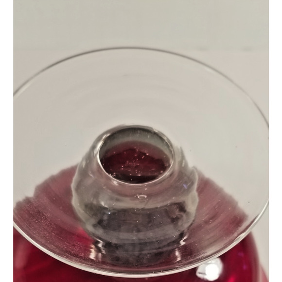 Vtg Ruby Red Large Hand Blown Glass Footed Pedestal Compote Candy Bowl - Picture 5 of 8